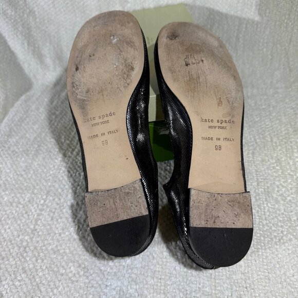 kate spade new york Paola Mary Jane Shoes 9M Shiny Black Dot Metallic - Picture 5 of 10